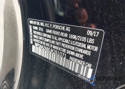 2018 Porsche 718 Cayman z USA, uszkodzony, nr VIN WP0AA2A80JK261071